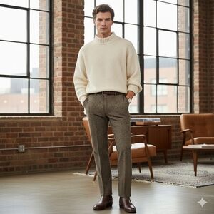 VTG 70s Donegal Houndstooth Double Knit Slacks - 34x30